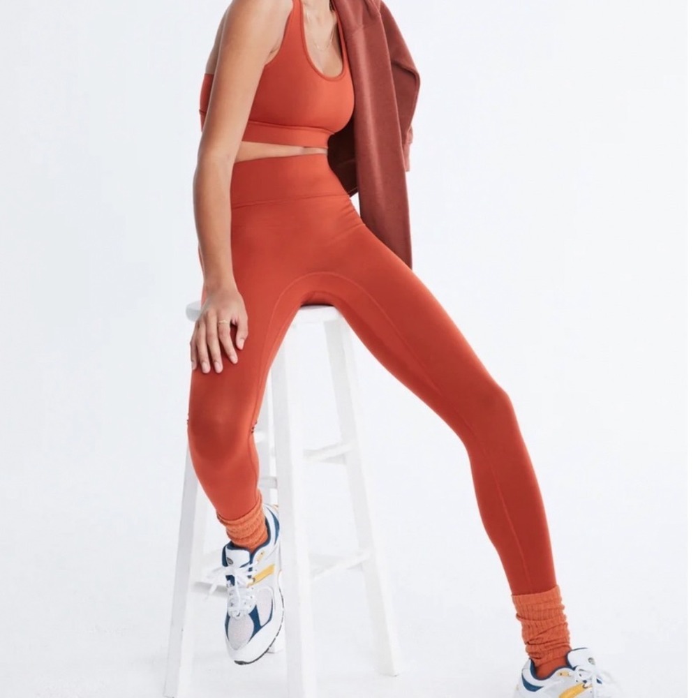 All Access Terracotta Activewear Set Crop Top XS High Waisted Leggings Medium